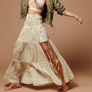 Free People Tiered Gypsy Maxi Skirt Festival S